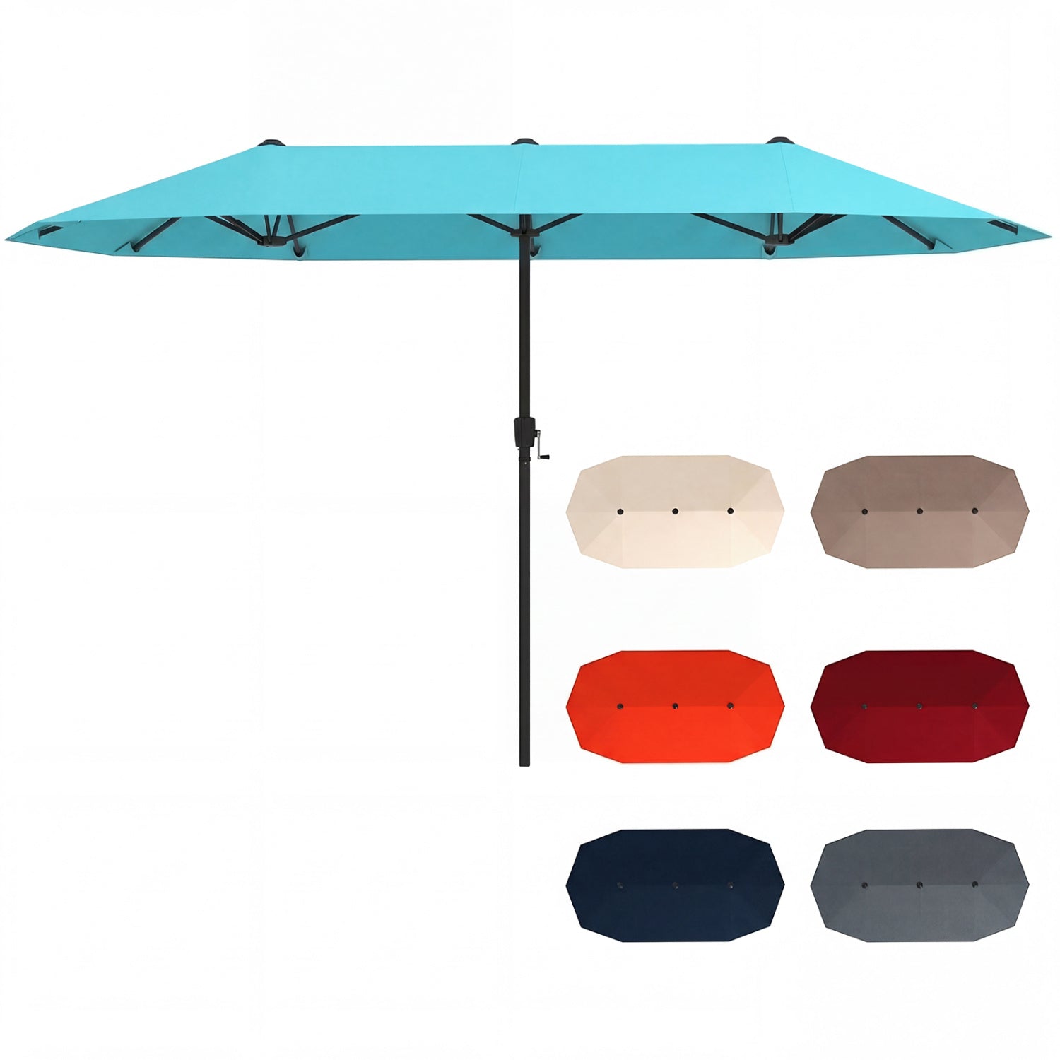 13 FT Large Patio Umbrella Outdoor Double-Sided Table Market Umbrella with Crank Handle-Beige
