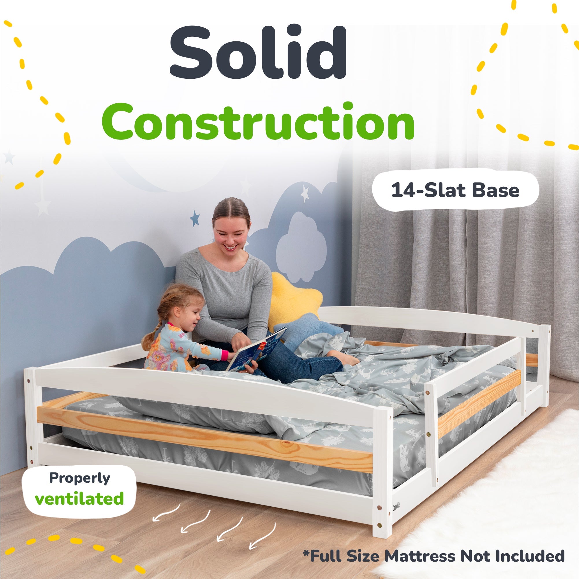 Full-Size Montessori Floor Bed with Strong Slatted Frame
