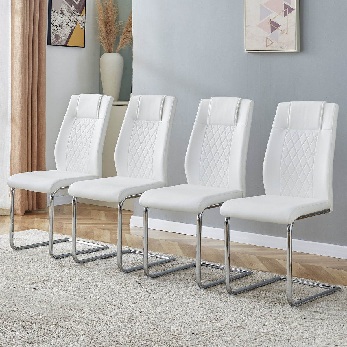 Modern Dining Chairs with Faux Leather Padded Seat