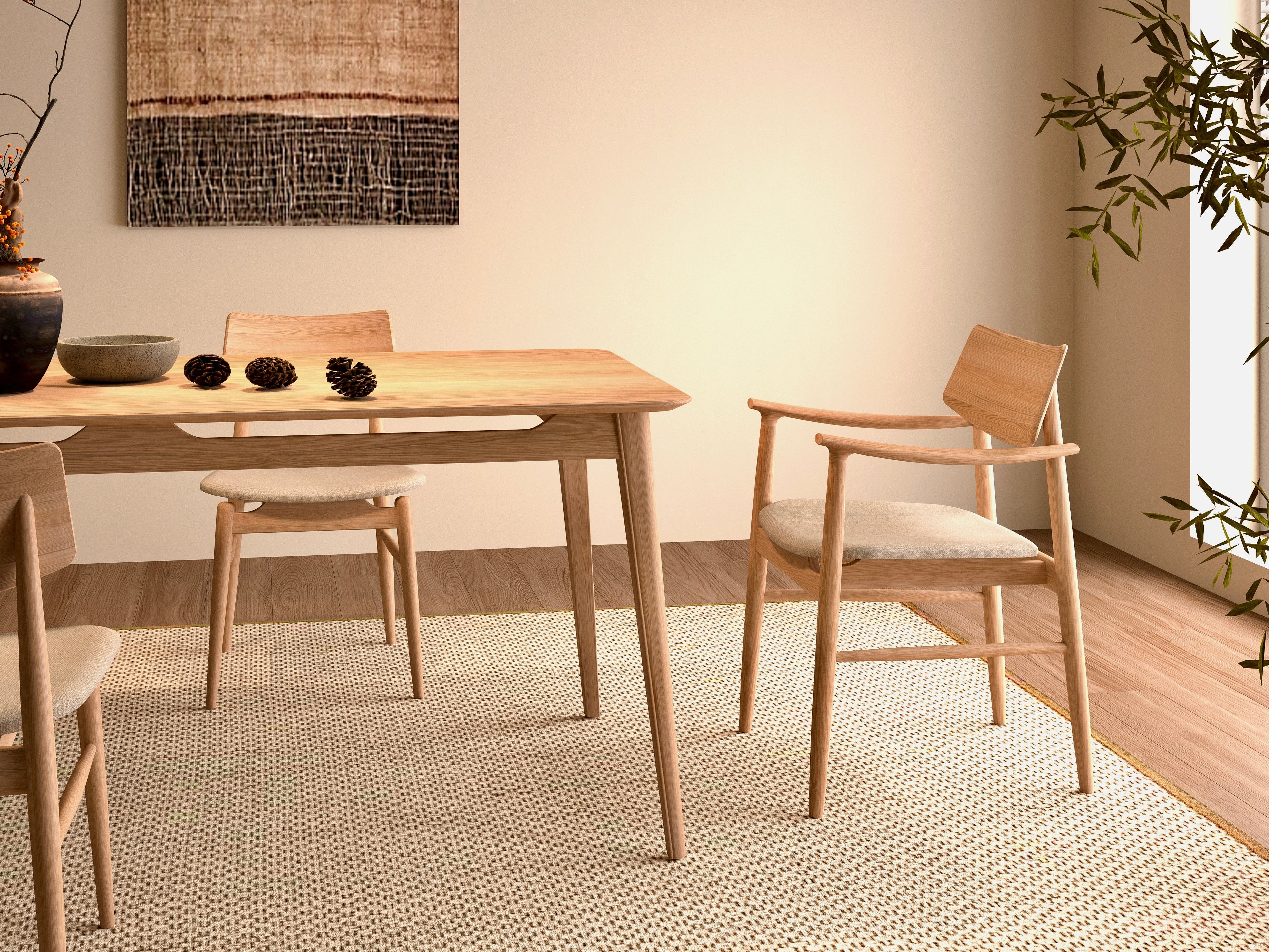 Isabella Mid Century Oak Dining Table and Chairs - American Solid Oak