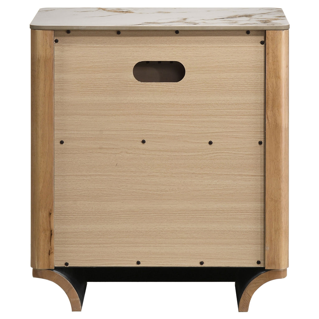 Leanne 2-drawer Sinter Stone Top Nightstand Light Oak