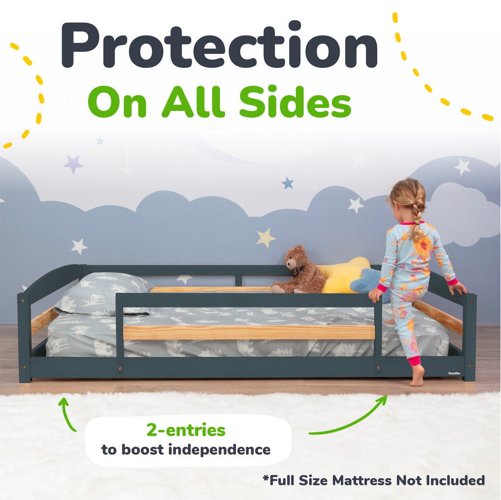 Full-Size Montessori Floor Bed with Strong Slatted Frame