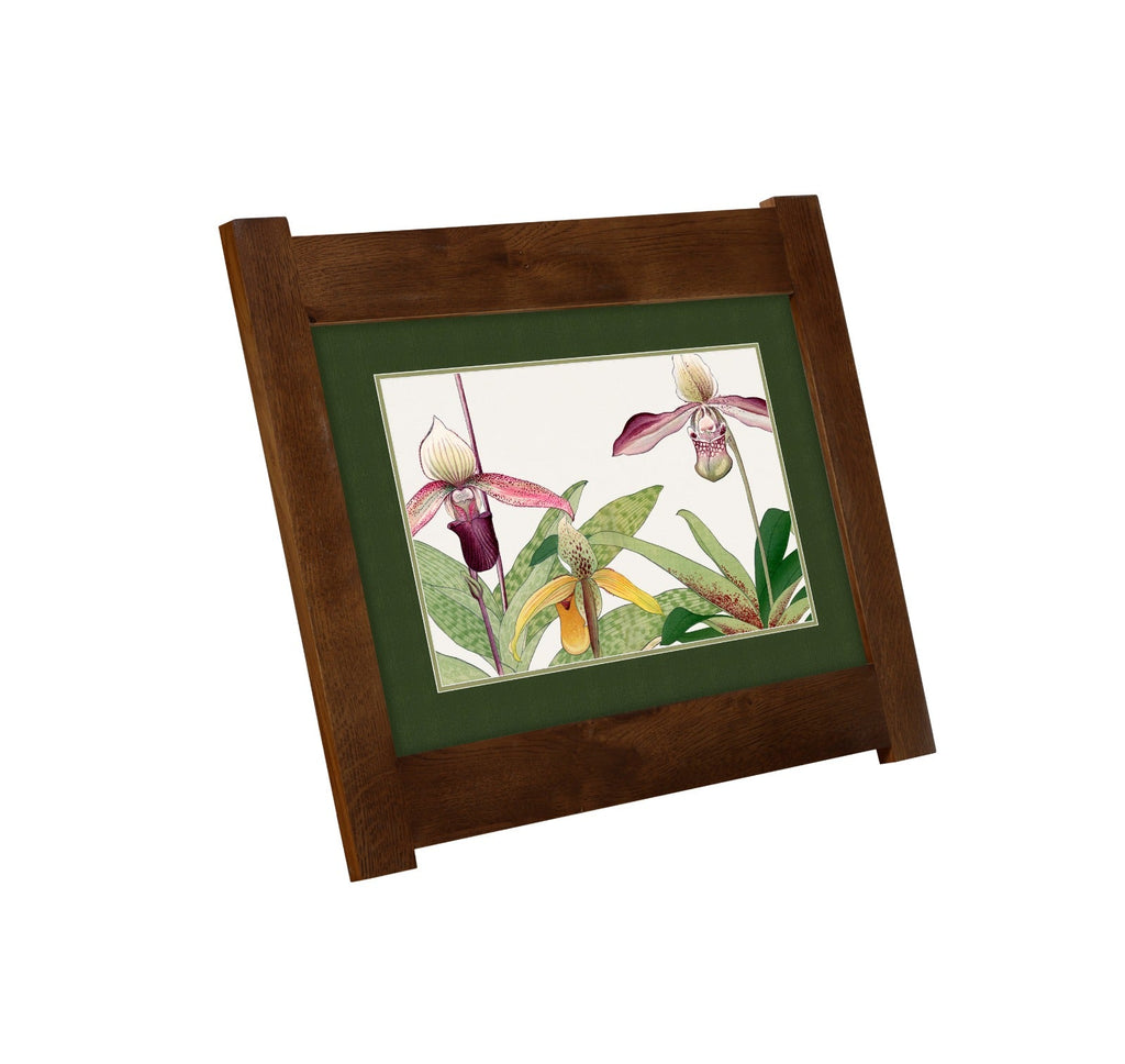 Arts & Crafts Mission Oak Framed Art with Tropical Bloom Walnut finish