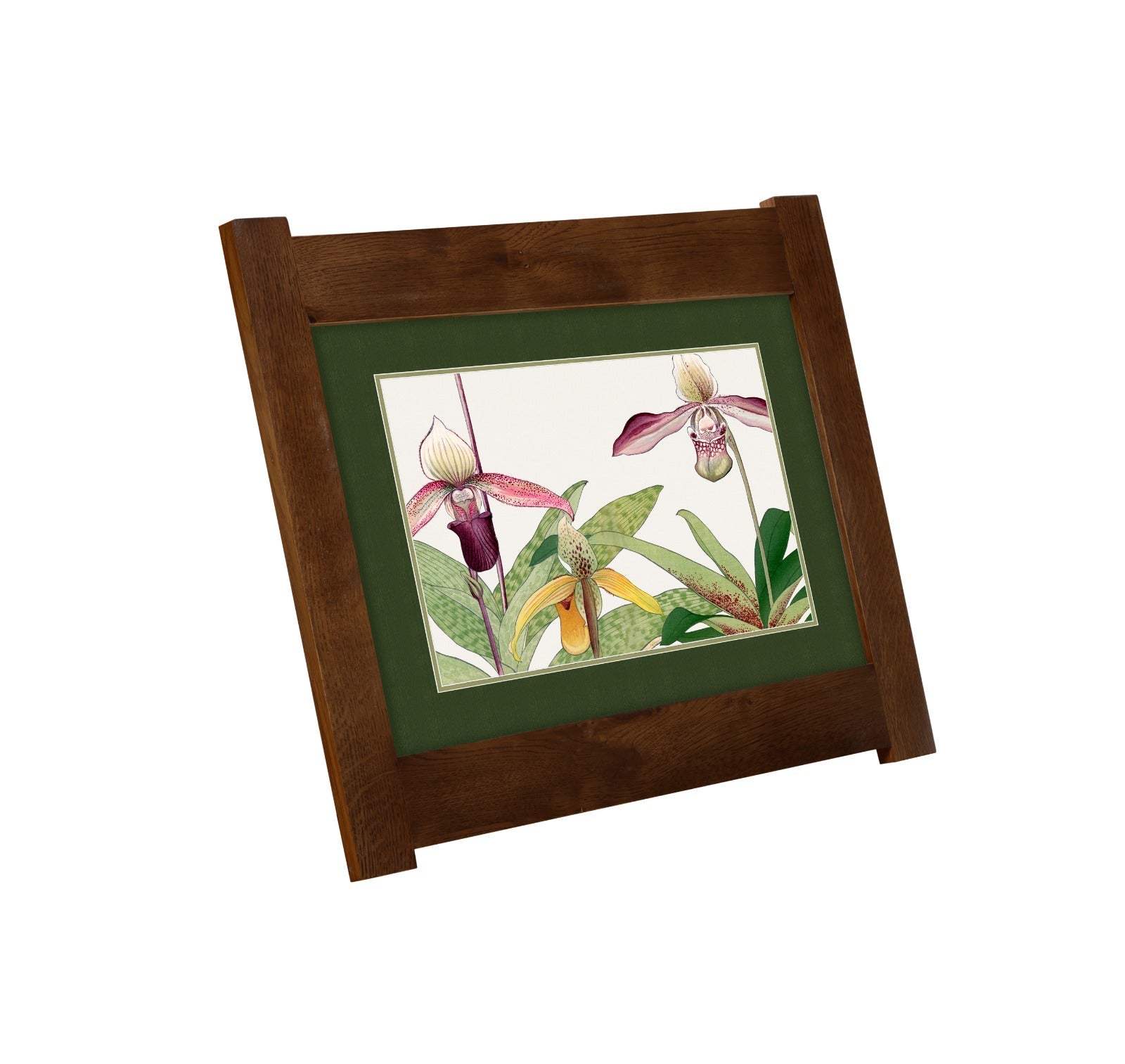 Arts & Crafts Mission Oak Framed Art with Tropical Bloom Walnut finish