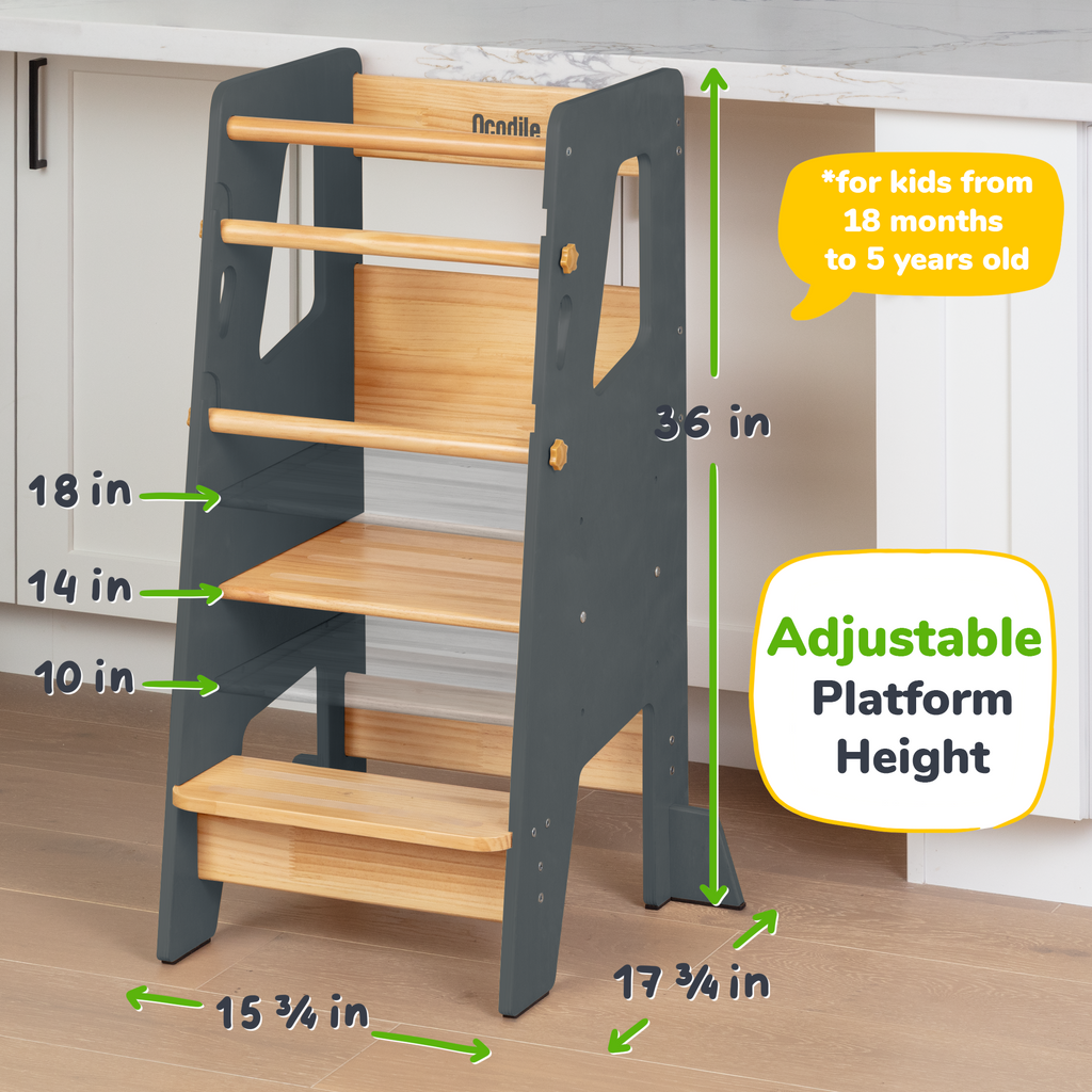 Montessori Toddler Tower - Adjustable Kitchen Stool Helper