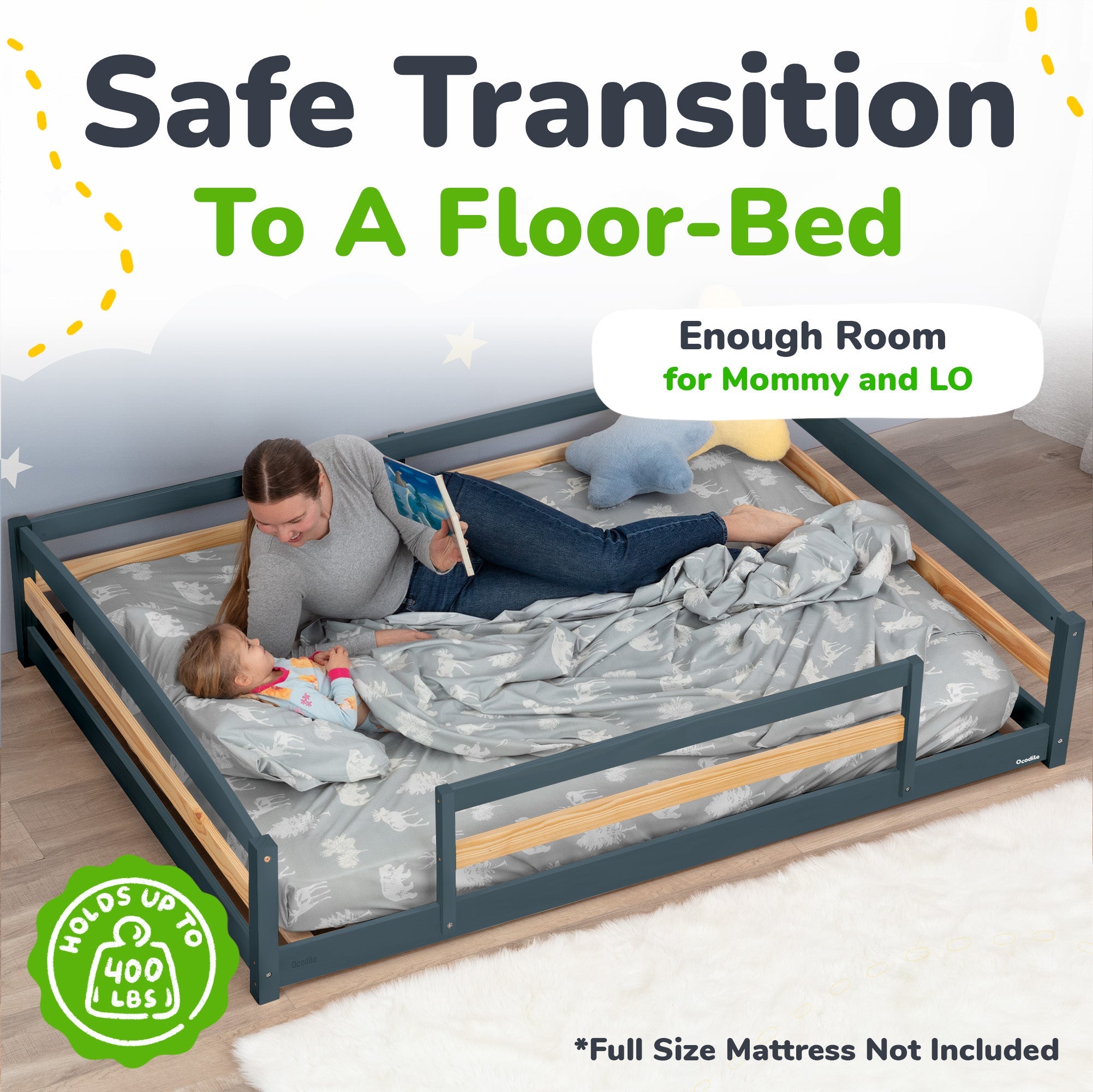 Full-Size Montessori Floor Bed with Strong Slatted Frame