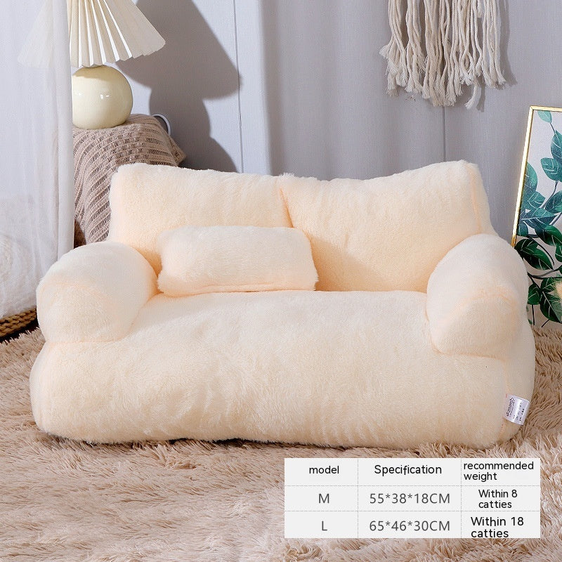 Luxury Plush Pet Sofa Bed with Pillow — 3 Colors, 4 Sizes