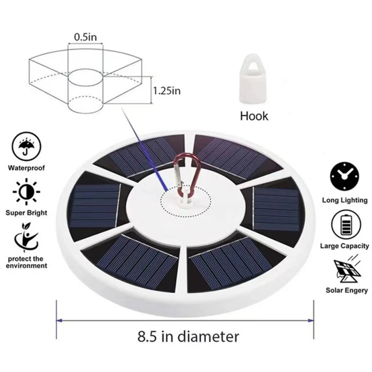 42 LED Flagpole Solar Lights with Adjustable Brightness & IP55 Waterproof