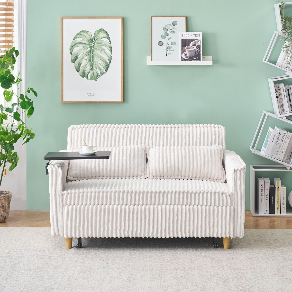 Pull Out Sofa With Movable Tabletop And USB Ports