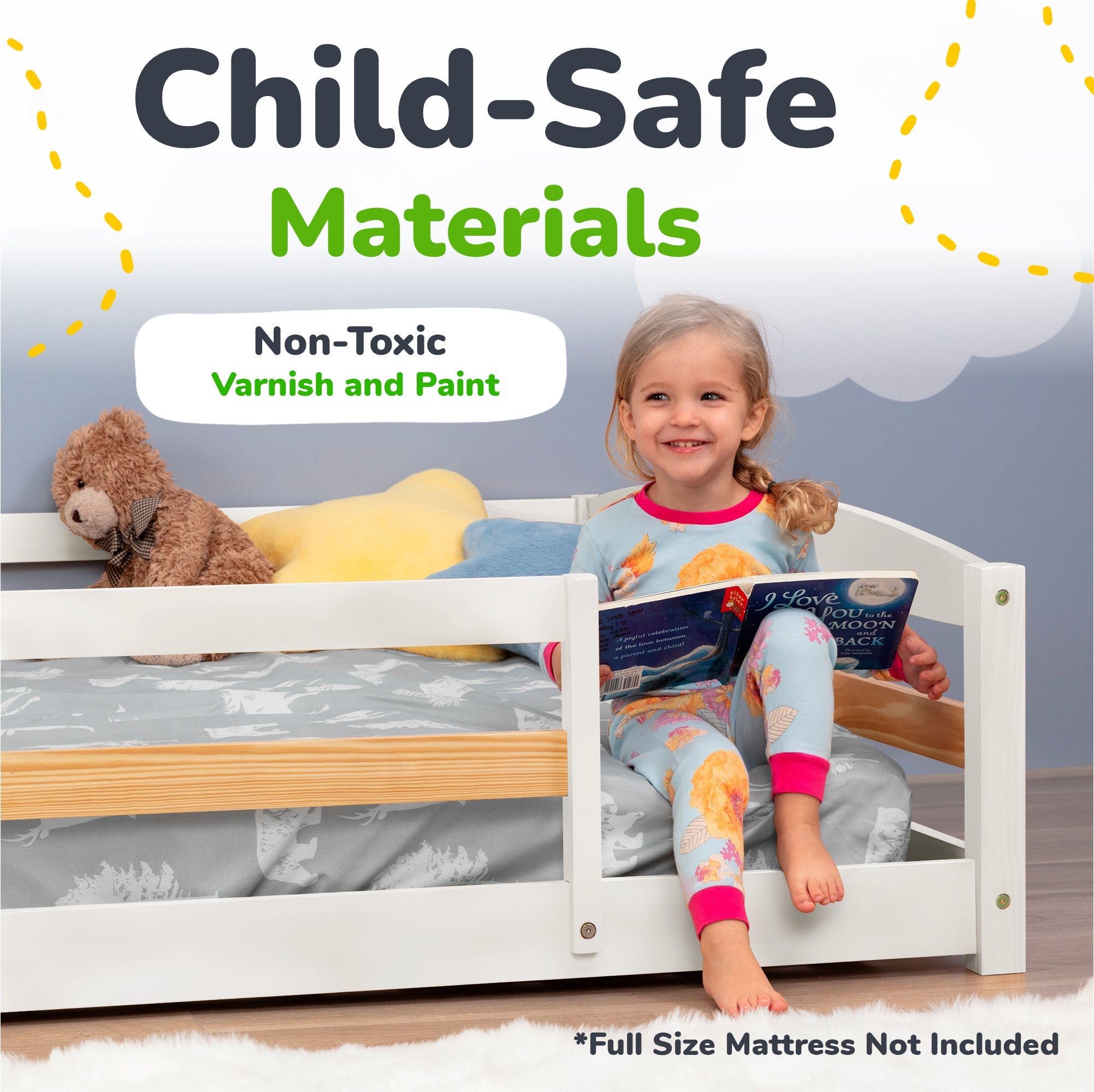 Full-Size Montessori Floor Bed with Strong Slatted Frame