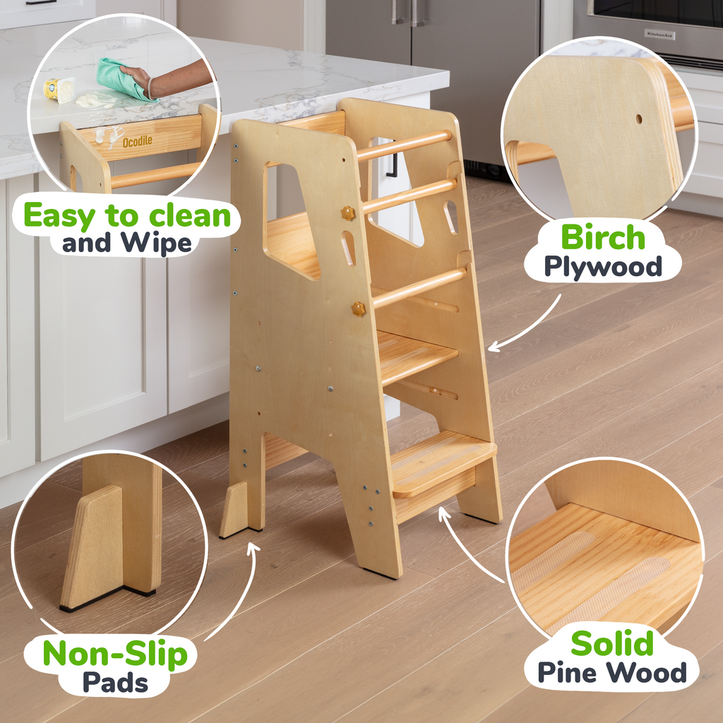 Montessori Toddler Tower - Adjustable Kitchen Stool Helper