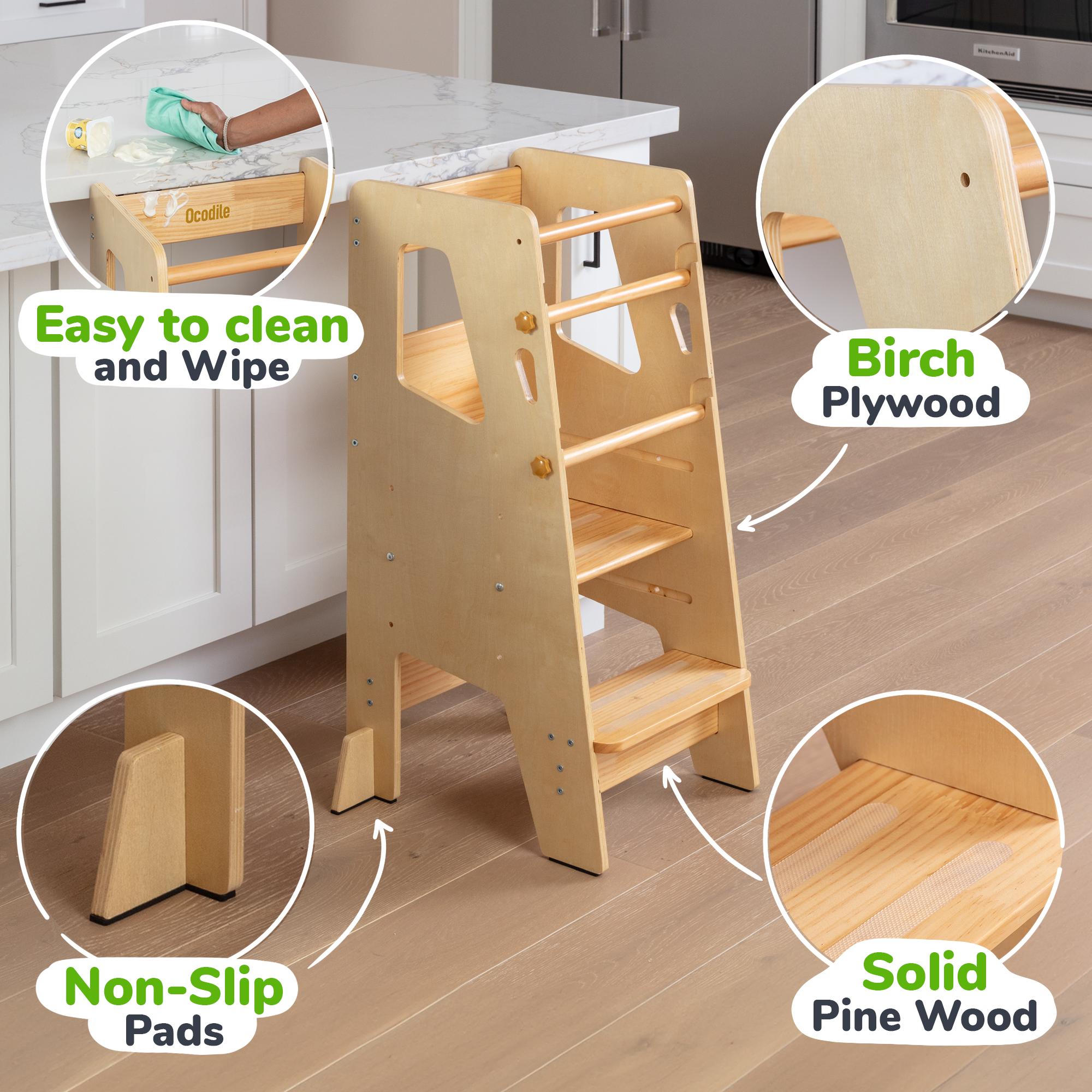 Montessori Toddler Tower - Adjustable Kitchen Stool Helper