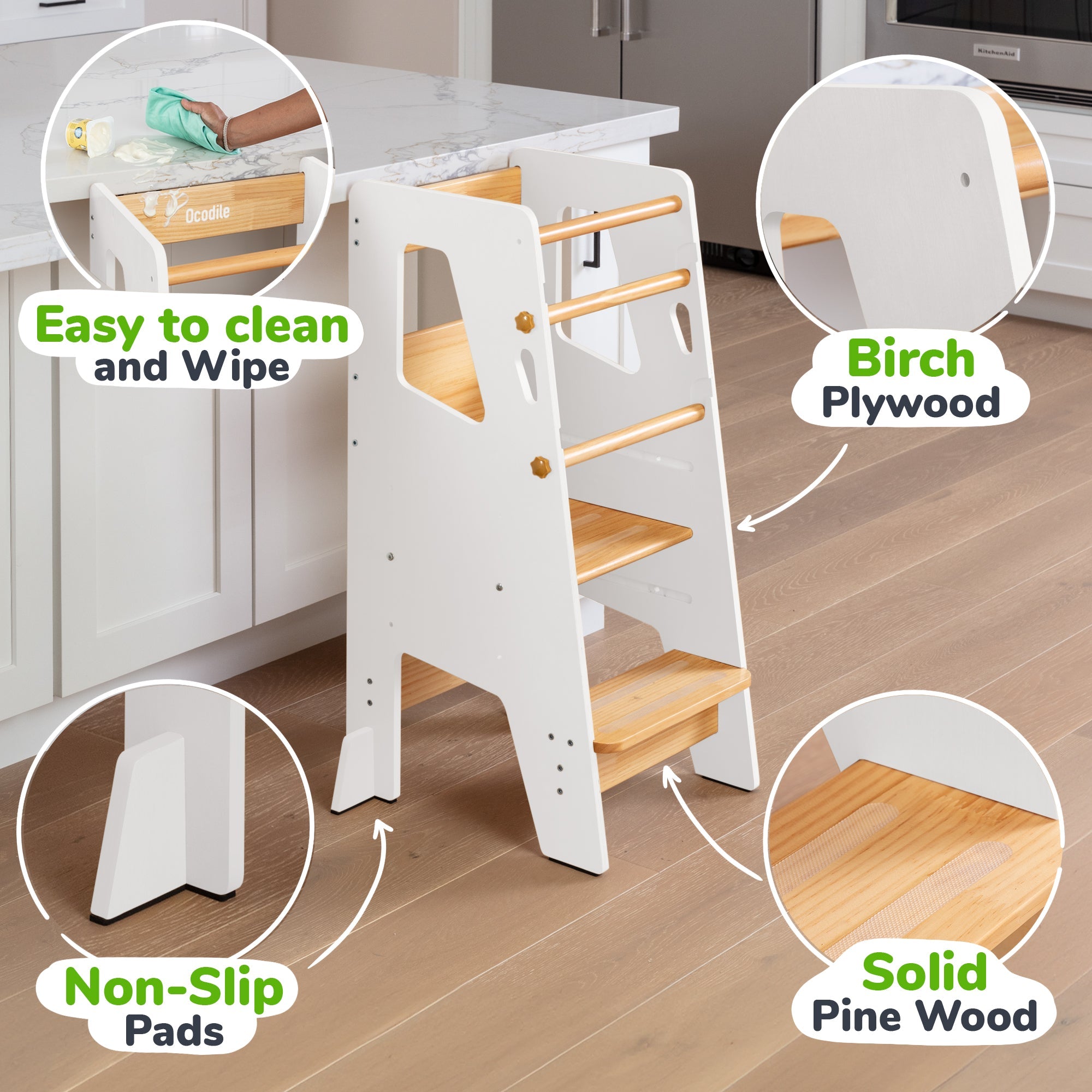 Montessori Toddler Tower - Adjustable Kitchen Stool Helper