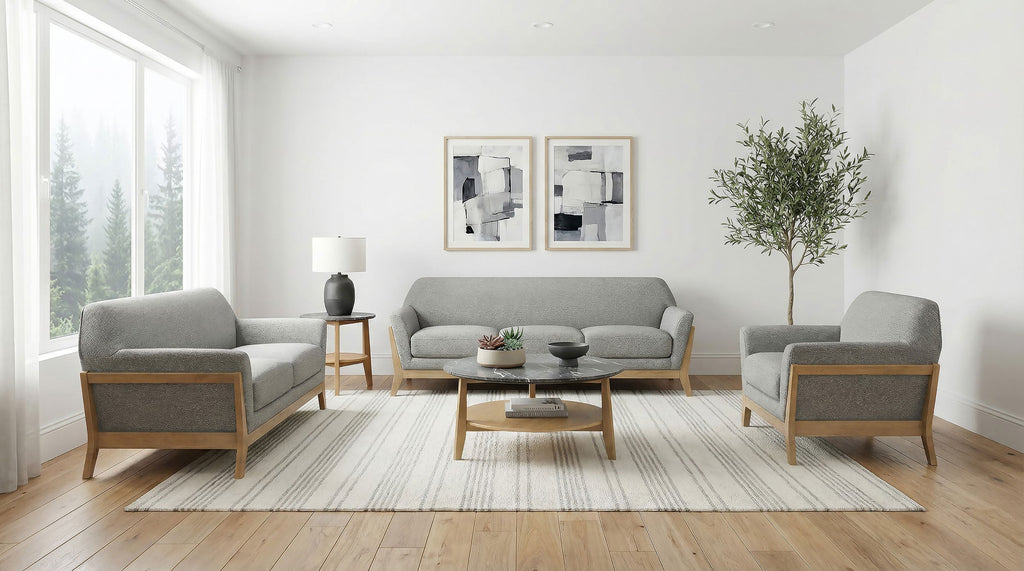 Vaughn Fabric Upholstered Flared Arm Loveseat Grey
