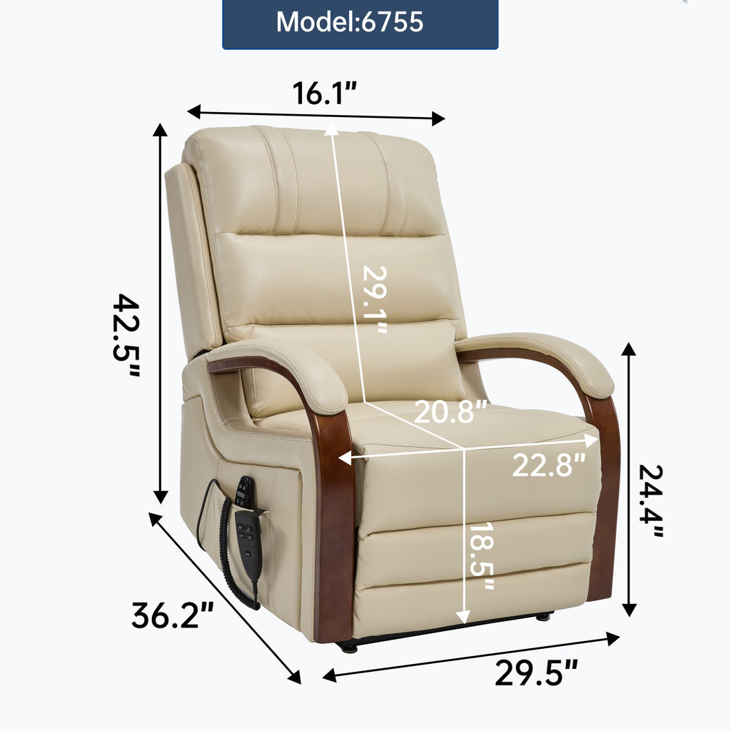 Lift Recliner Chair Power Chenille Beige Heat Massage 350lb