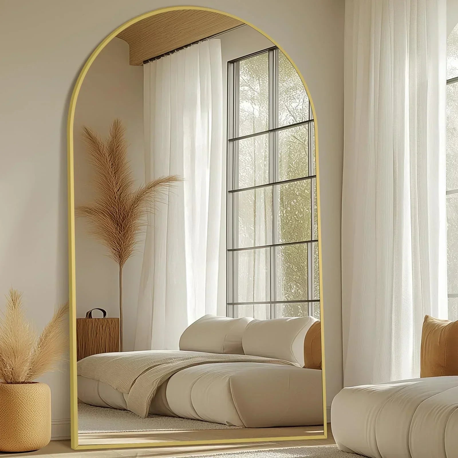 MELOMOIR Oversized Arched Floor Mirror – 76"/82" Full Length Black Mirror | Free Shipping