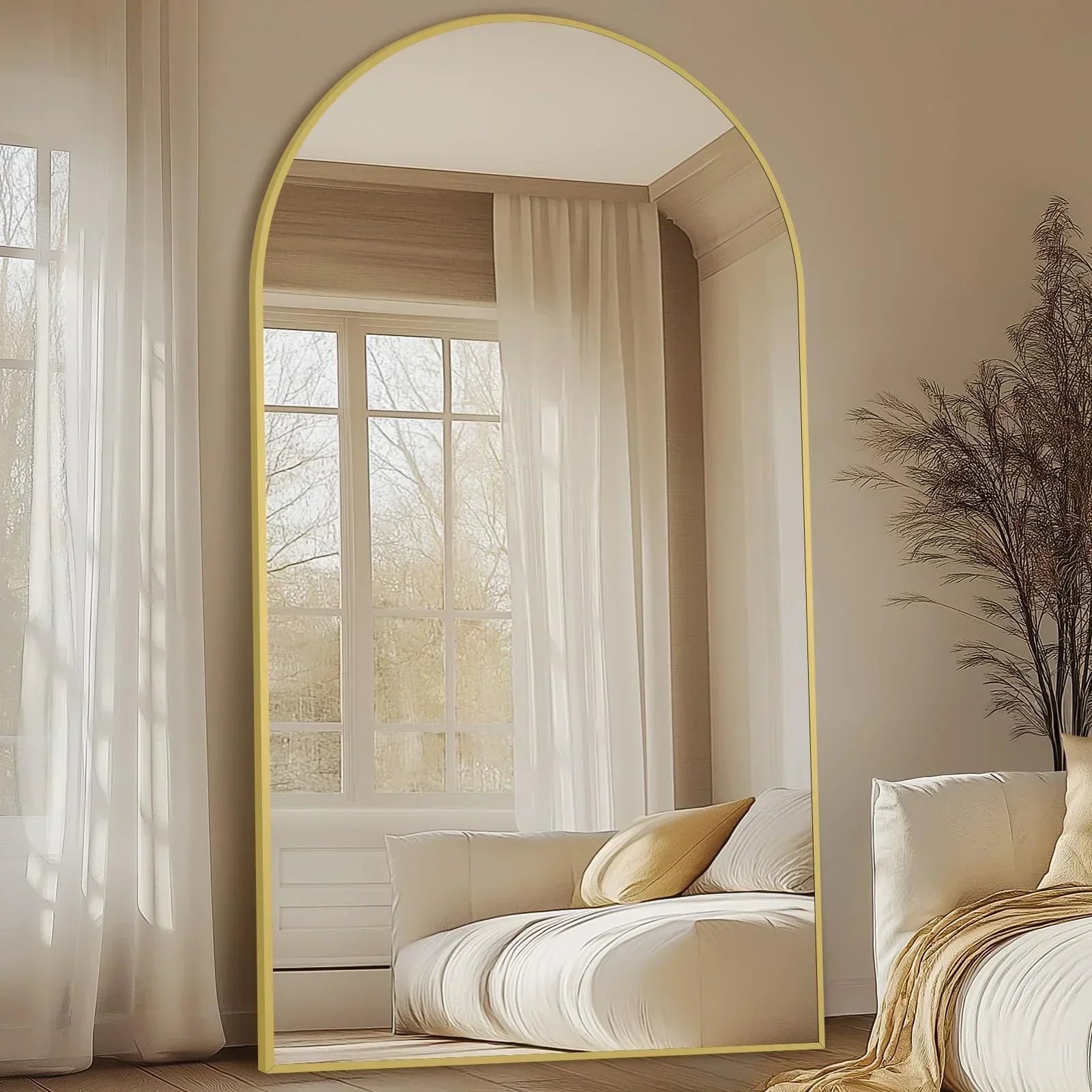 MELOMOIR Oversized Arched Floor Mirror – 76"/82" Full Length Black Mirror | Free Shipping