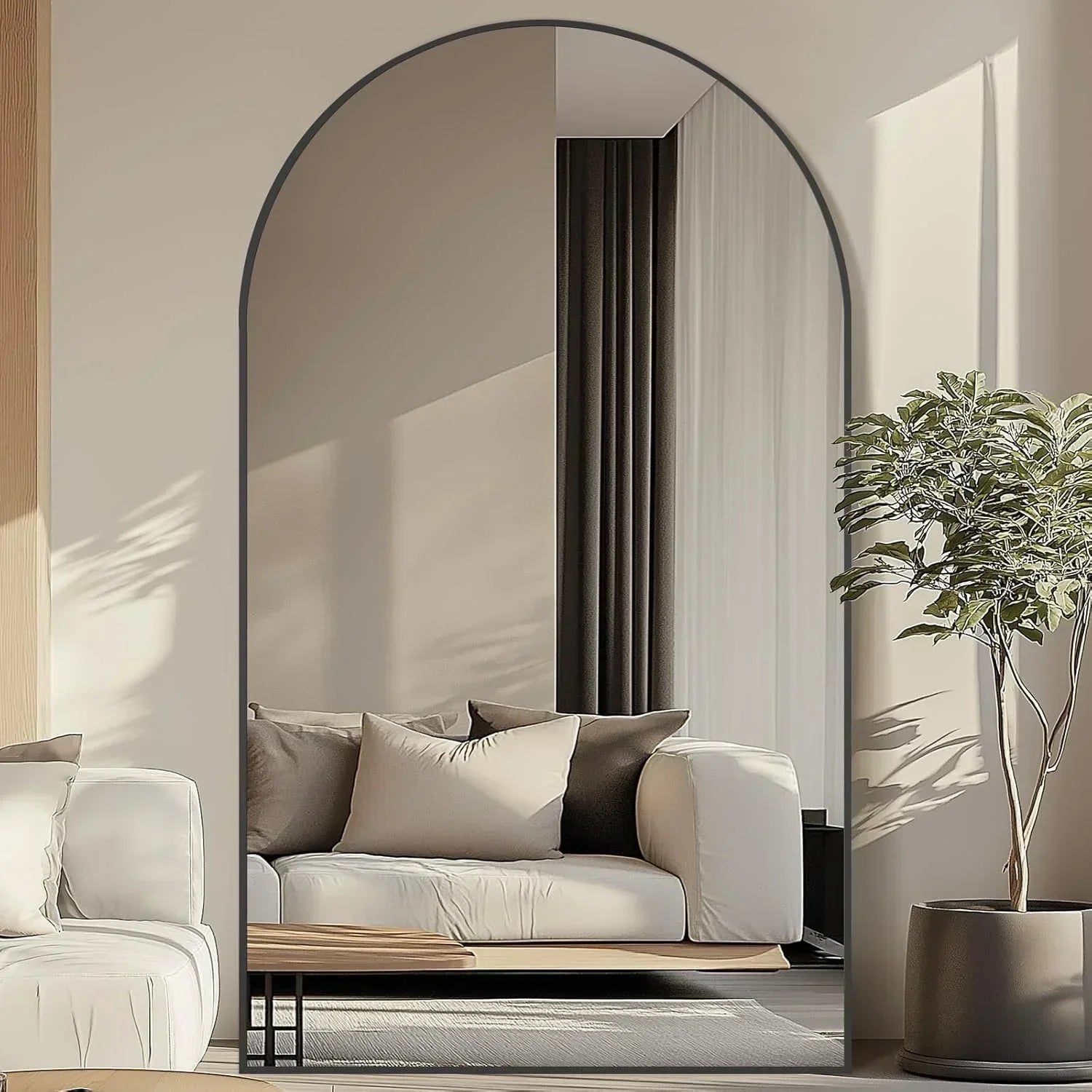 MELOMOIR Oversized Arched Floor Mirror – 76"/82" Full Length Black Mirror | Free Shipping