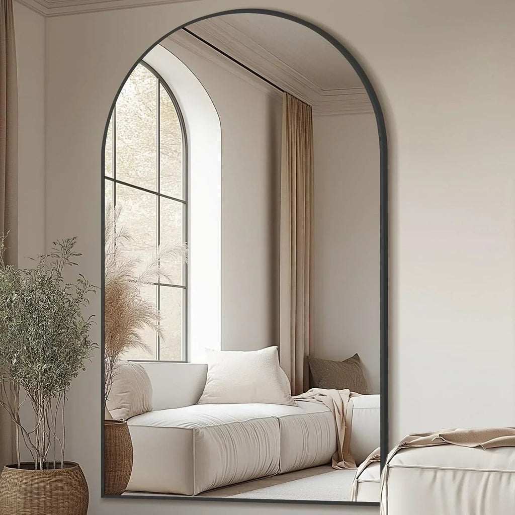 MELOMOIR Oversized Arched Floor Mirror – 76"/82" Full Length Black Mirror | Free Shipping