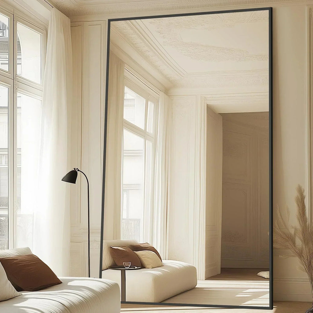 MELOMOIR Oversized Arched Floor Mirror – 76"/82" Full Length Black Mirror | Free Shipping