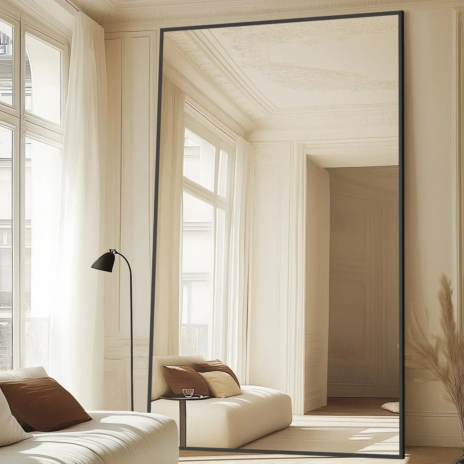 MELOMOIR Oversized Arched Floor Mirror – 76"/82" Full Length Black Mirror | Free Shipping