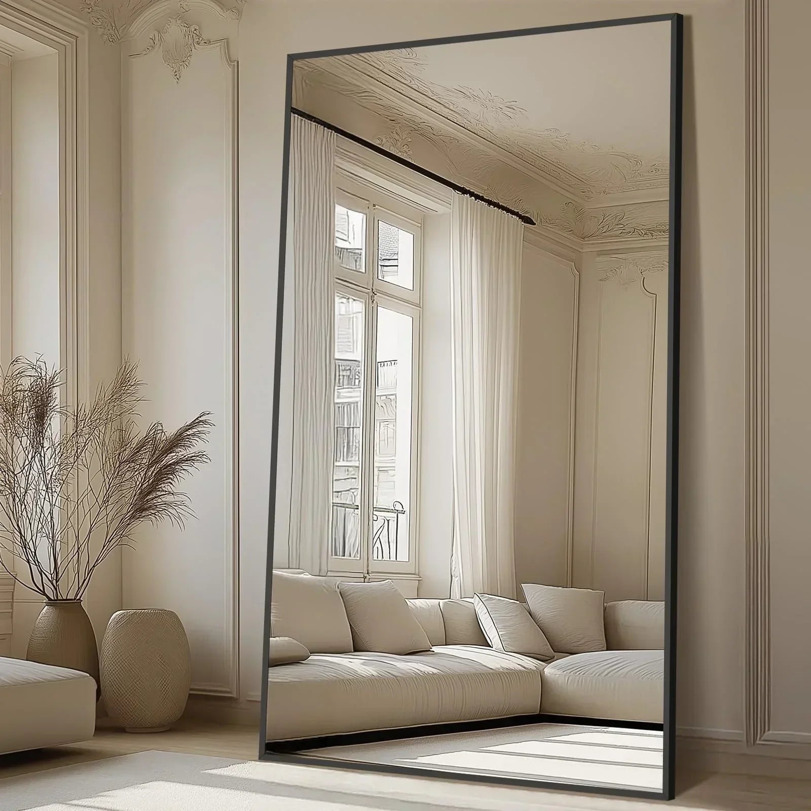 MELOMOIR Oversized Arched Floor Mirror – 76"/82" Full Length Black Mirror | Free Shipping