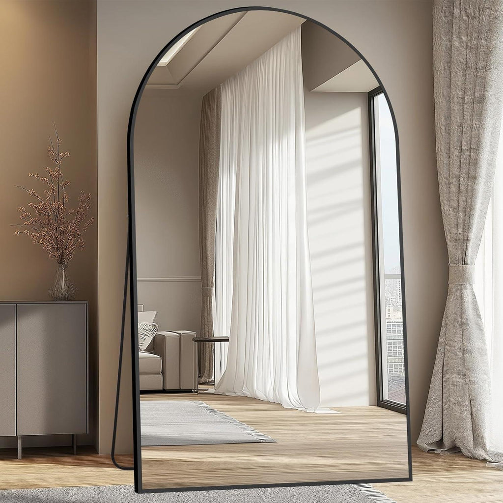 MELOMOIR Oversized Arched Floor Mirror – 76"/82" Full Length Black Mirror | Free Shipping