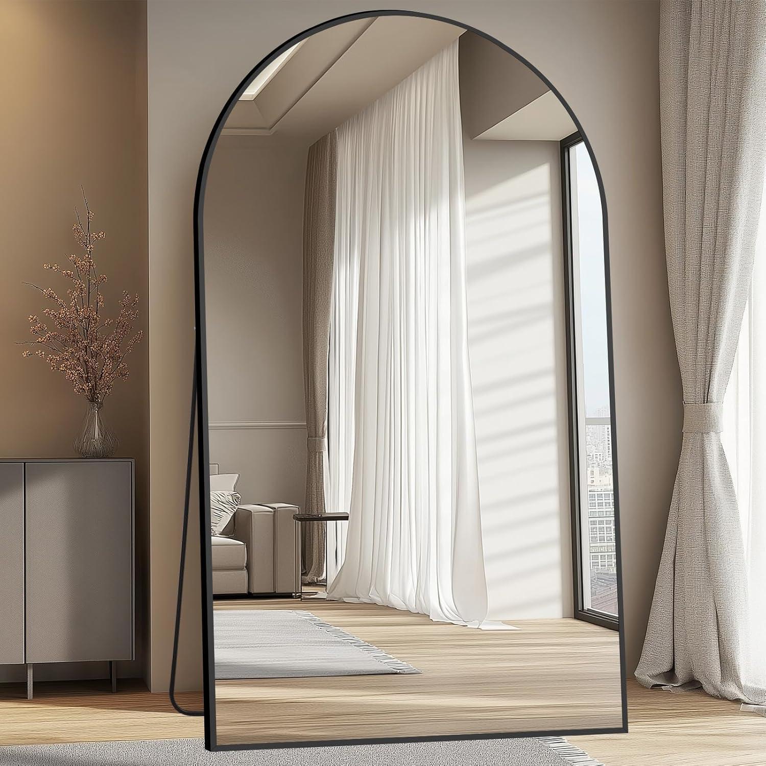 MELOMOIR Oversized Arched Floor Mirror – 76"/82" Full Length Black Mirror | Free Shipping