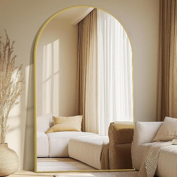 MELOMOIR Arched Full Length Mirror, Oversized Floor Mirror Freestanding, Large Full Body Mirror for Bedroom Living Room, Gold Mirror Full Length with Tempered Glass, Wall Mirror Full Length