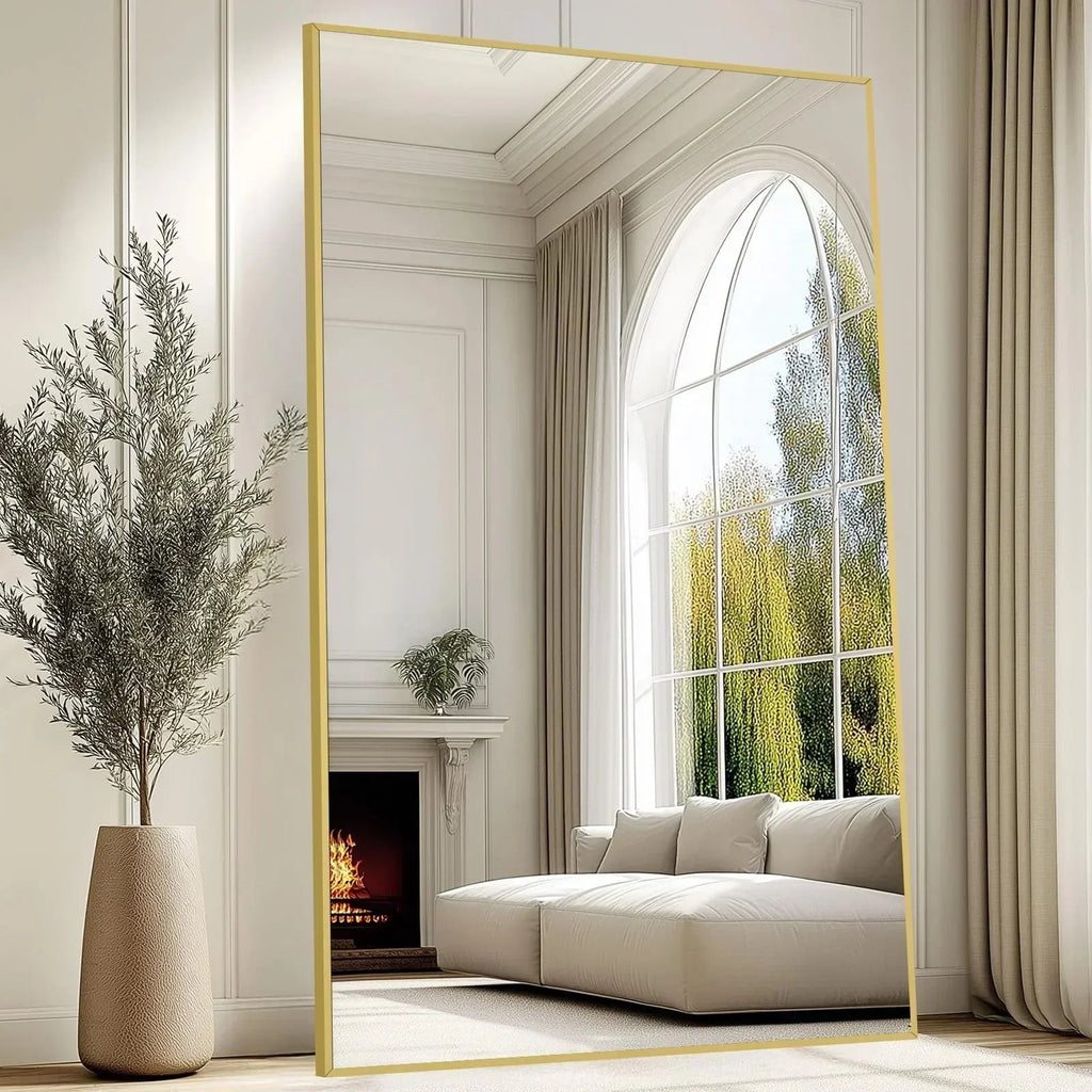 MELOMOIR Oversized Arched Floor Mirror – 76"/82" Full Length Black Mirror | Free Shipping