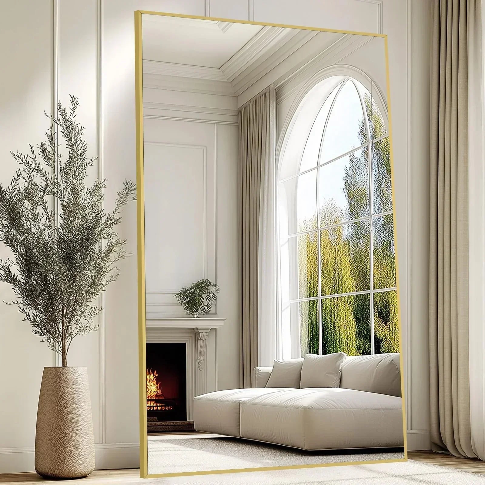 MELOMOIR Oversized Arched Floor Mirror – 76"/82" Full Length Black Mirror | Free Shipping