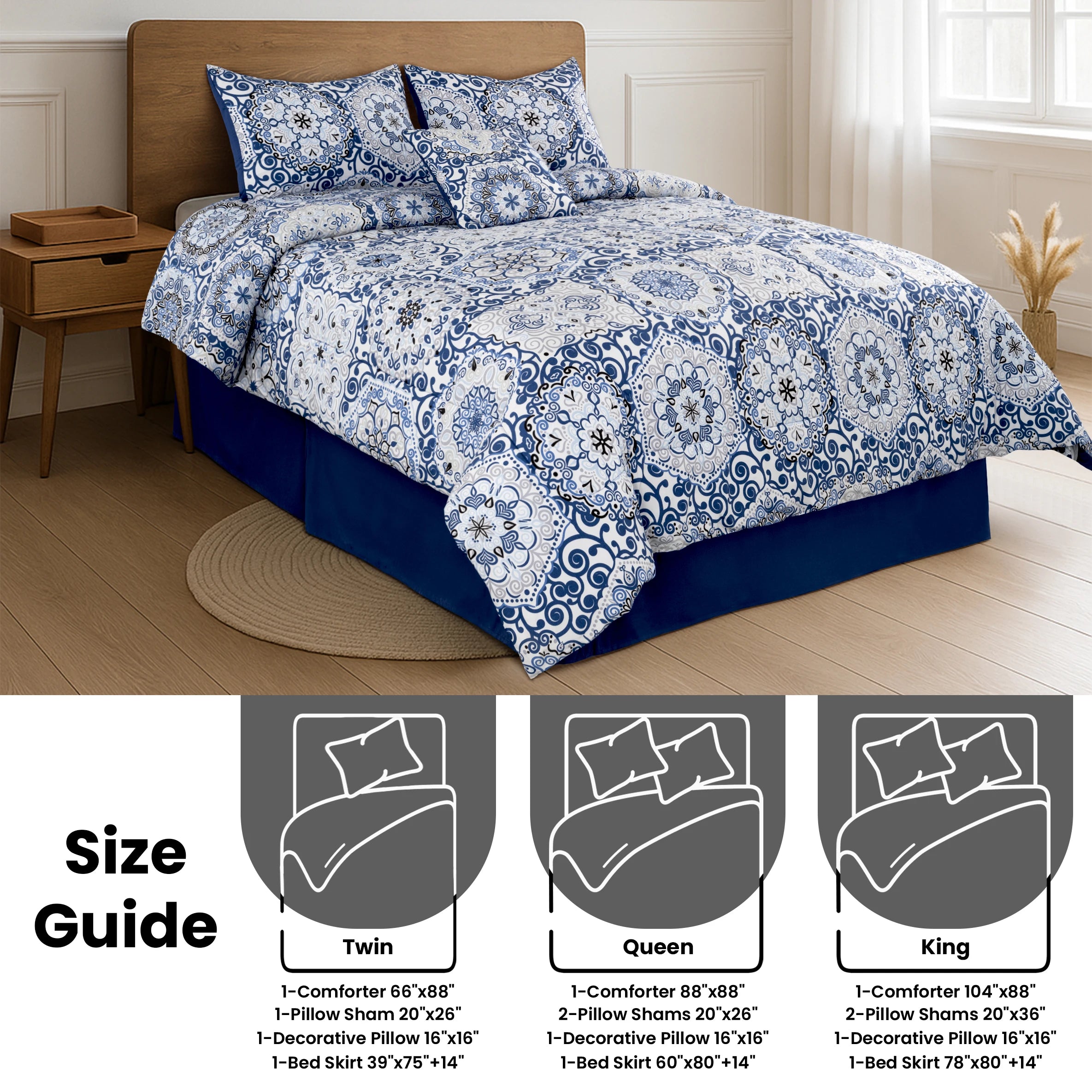 LUX Décor Reversible 5pc Comforter Set,