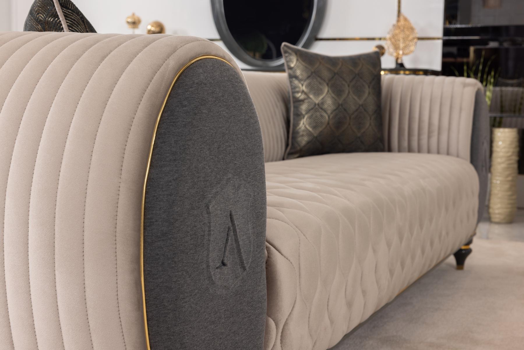 Capella Beige/Gray Living Room Set