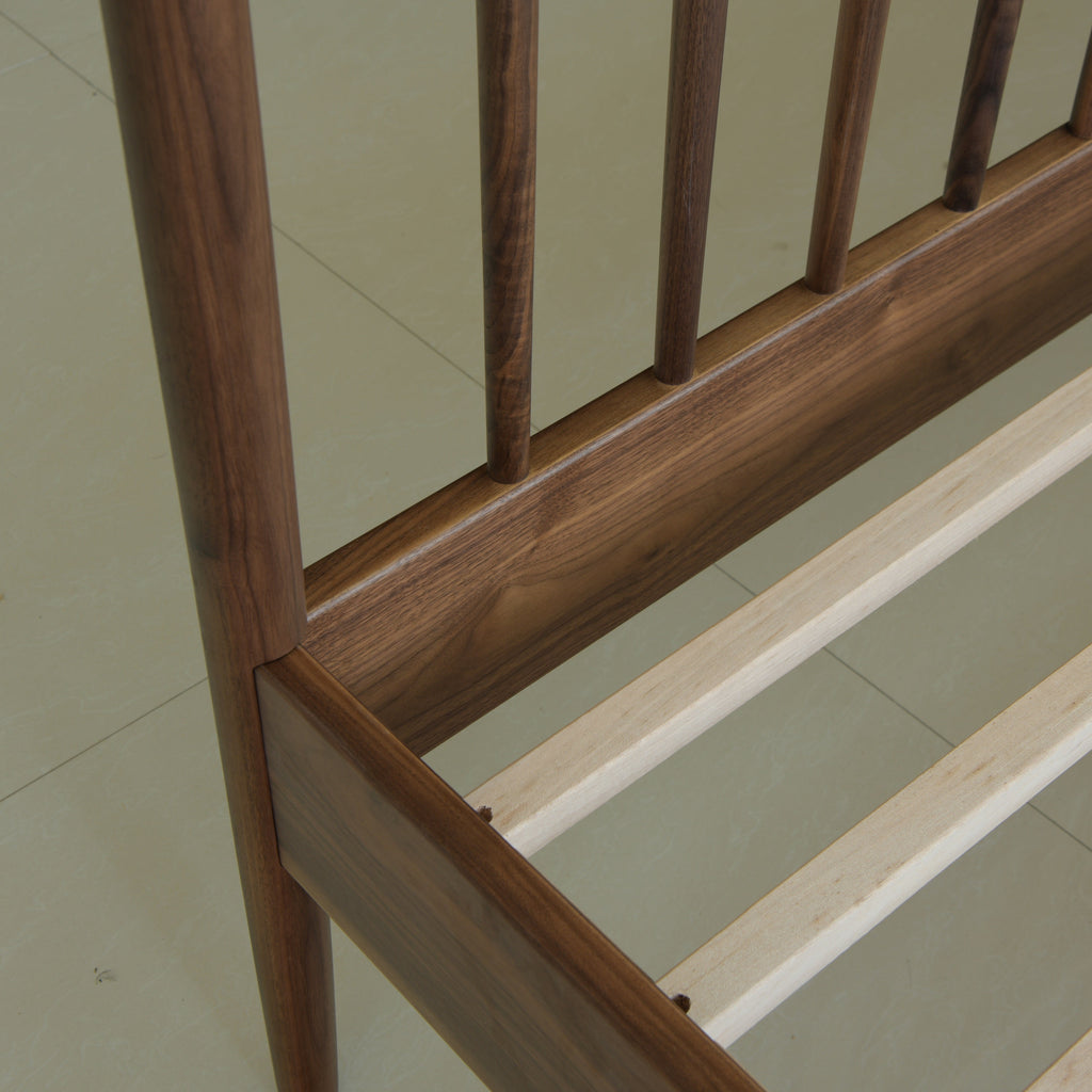 Mid Century Bed - American Solid Black Walnut