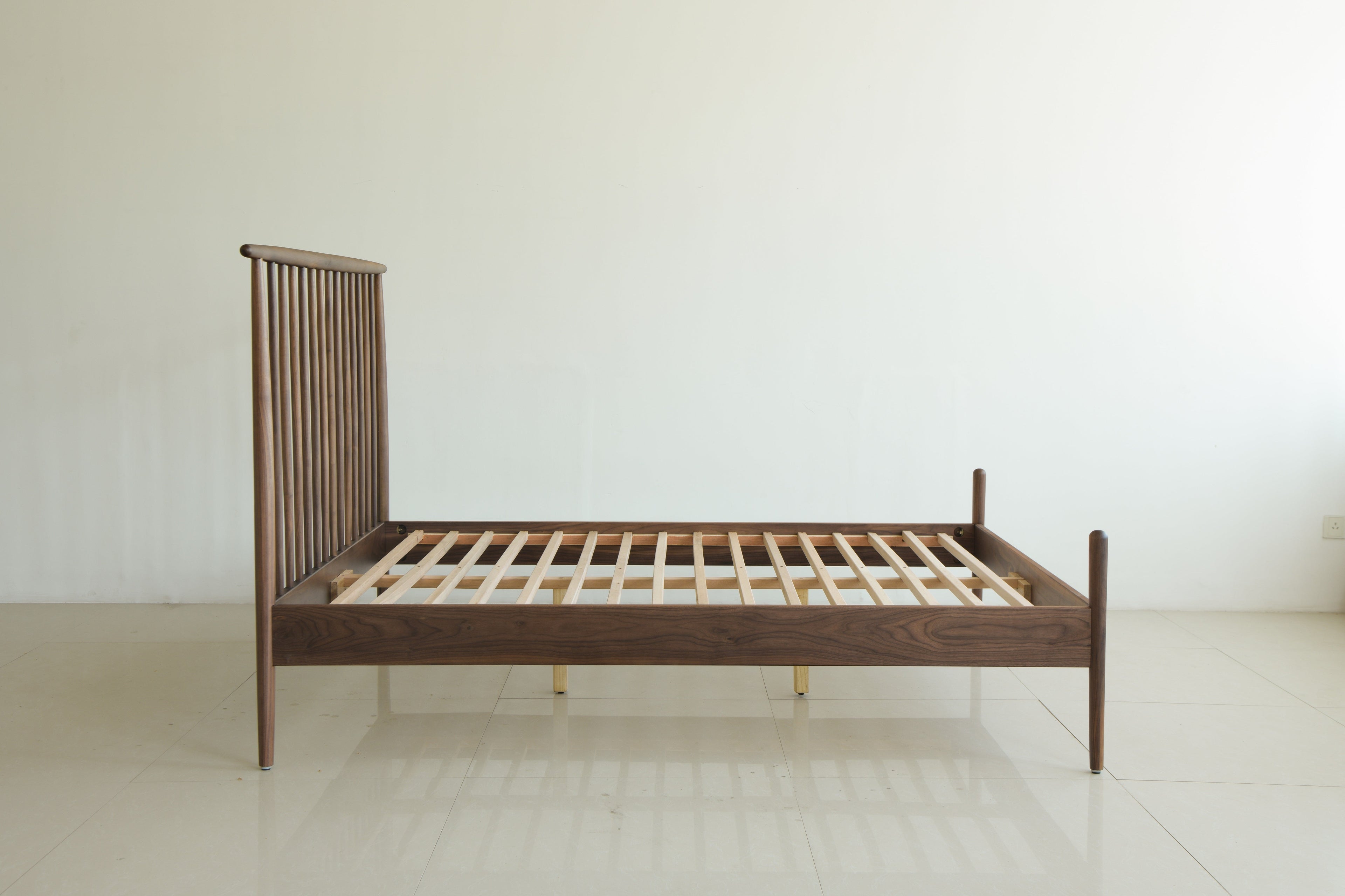 Mid Century Bed - American Solid Black Walnut