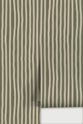 Dolce Stripe Wallpaper, olive green and tan