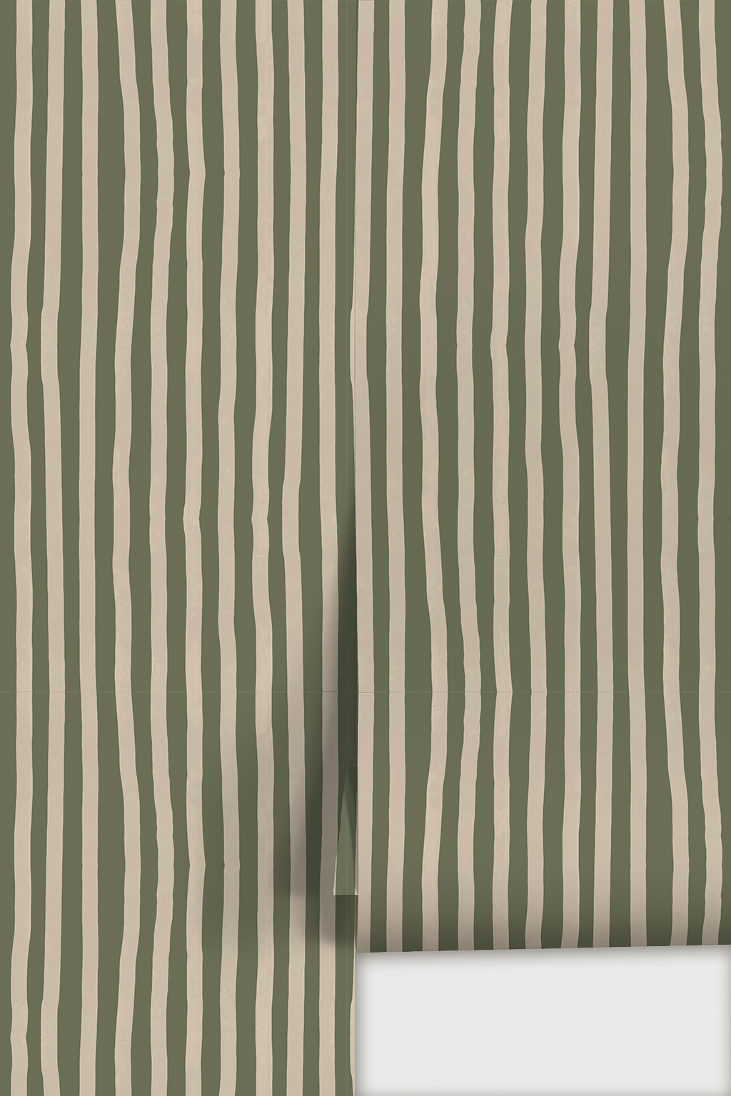 Dolce Stripe Wallpaper, olive green and tan