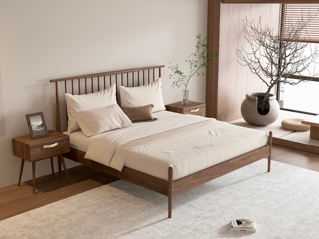 Isabella Mid Century Bedroom Set - Solid Black Walnut