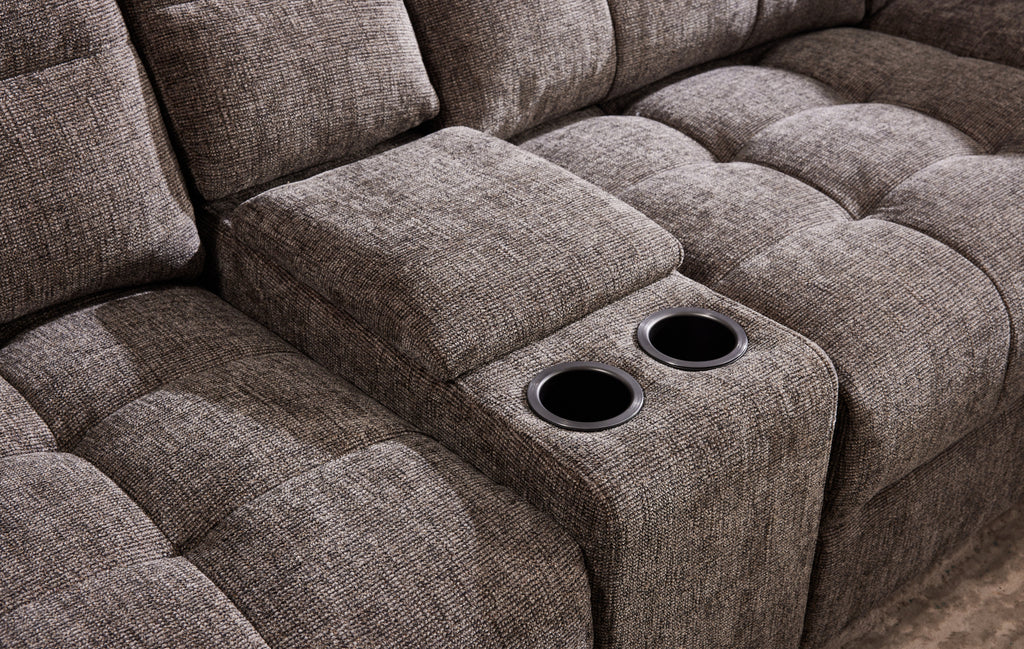 Haven Gunmetal 7-Piece Sleeper Sectional with Sliding Seats and Storage