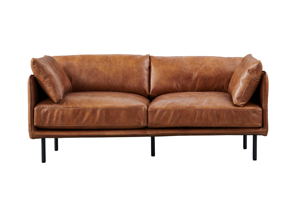 Preorder Venezia Industrial Modern Love Seat - Light Brown Leather