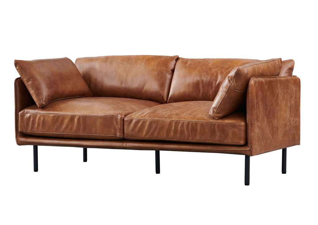 Preorder Venezia Industrial Modern Love Seat - Light Brown Leather
