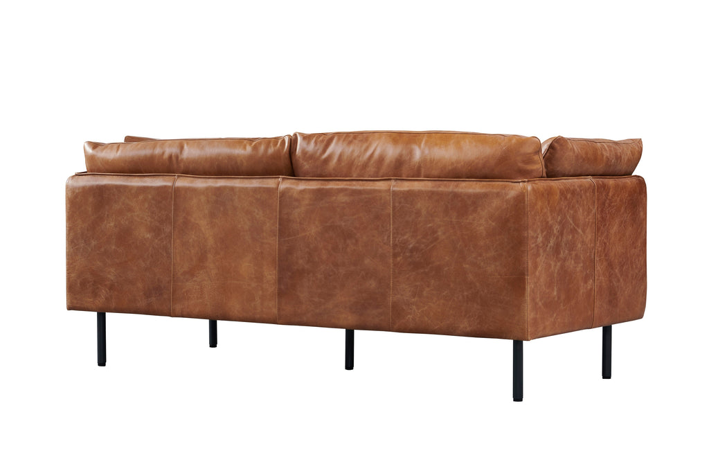 Preorder Venezia Industrial Modern Love Seat - Light Brown Leather