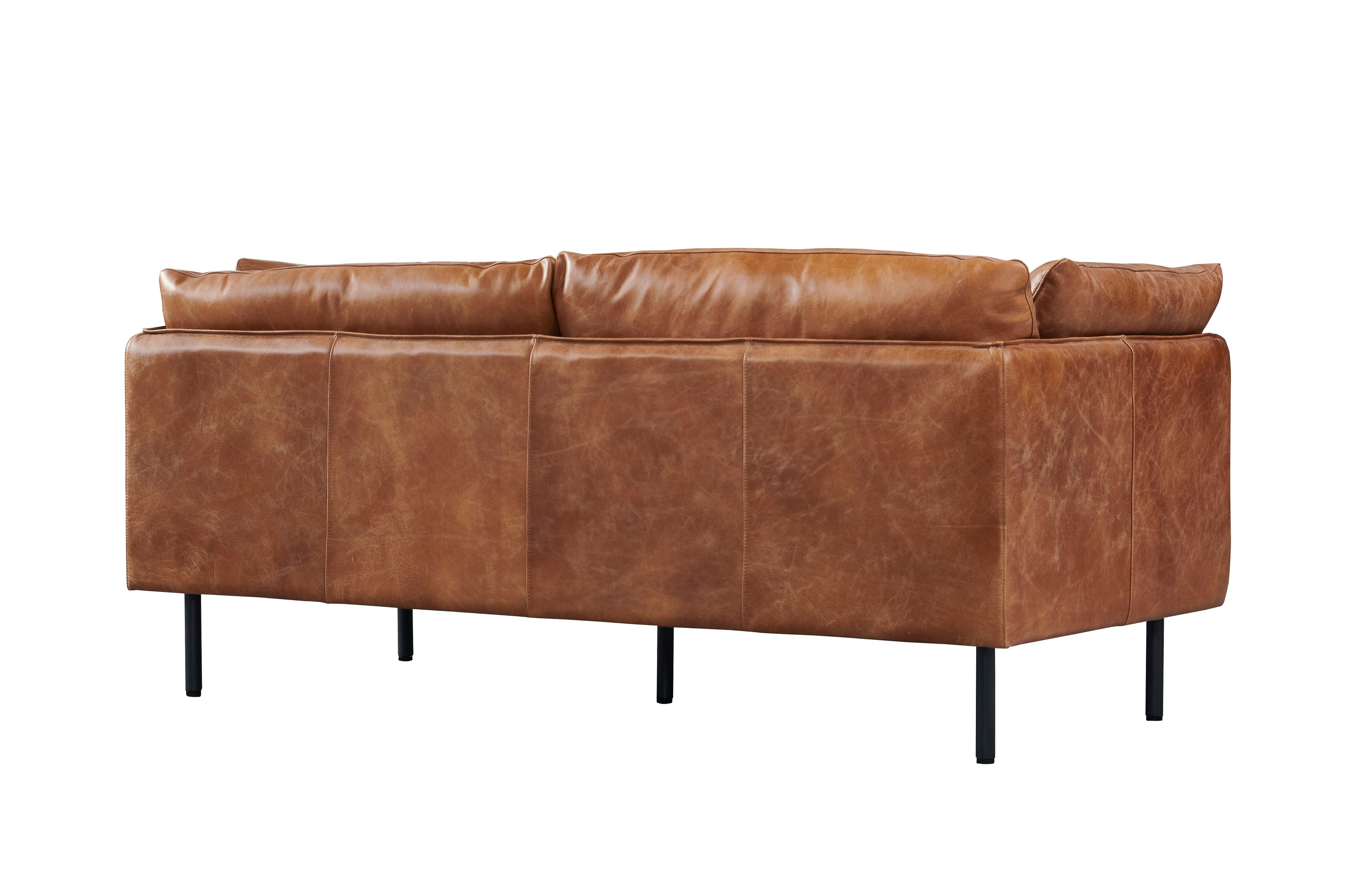 Preorder Venezia Industrial Modern Love Seat - Light Brown Leather