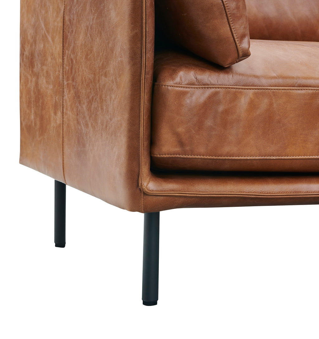 Preorder Venezia Industrial Modern Love Seat - Light Brown Leather