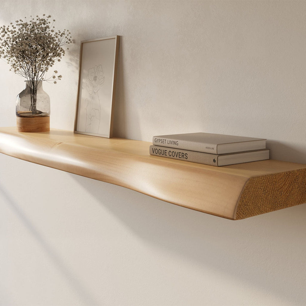 Live Edge Floating Wall Shelf – Solid Real Wood