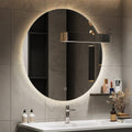 SILK Round LED Bathroom Mirror for Wall, Irregular LED Mirror with Anti-Fog, 3-Color Adjustal, Dimmable, backlit&frontlit, Explosion-Proof