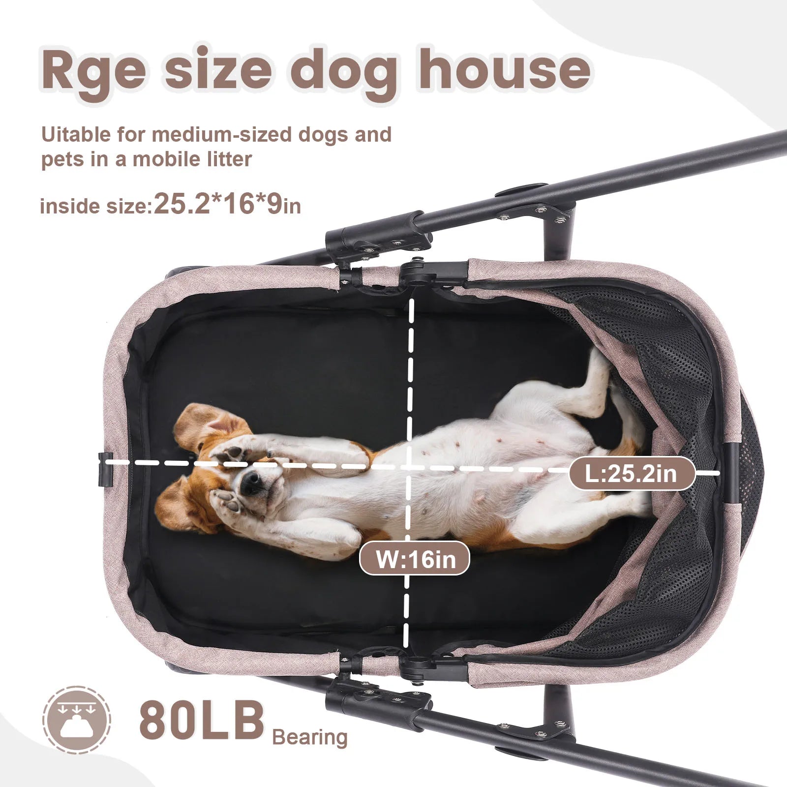Foldable Dog Stroller Portable Buggy 4 Wheel Pet Stroller