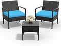4 Piece Outdoor Wicker Patio Conversation Furniture Set