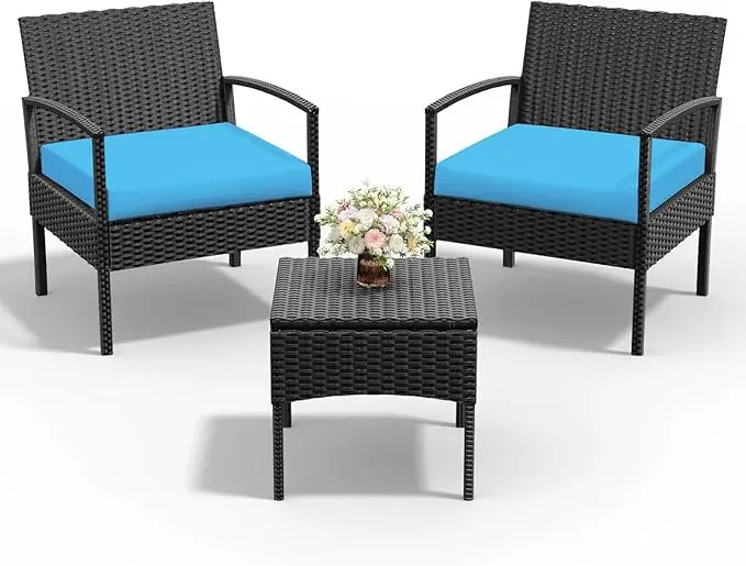 4 Piece Outdoor Wicker Patio Conversation Furniture Set