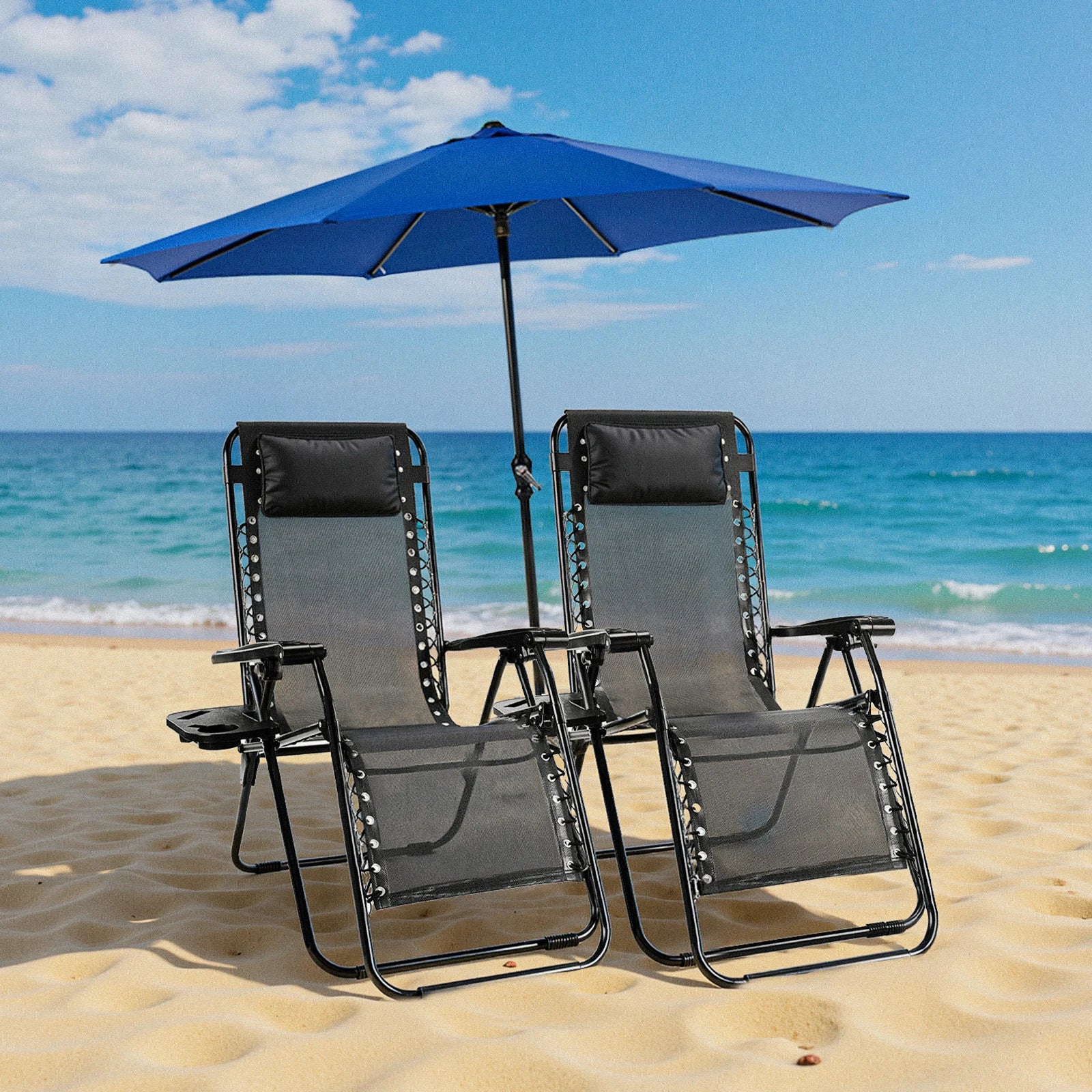 JHK Zero Gravity Portable Recliner Chair with Cup Holder Trays Adjustable Pillow
